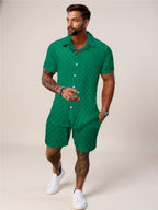Collared Neck Short Sleeve Top & Shorts Set