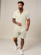 Collared Neck Short Sleeve Top & Shorts Set