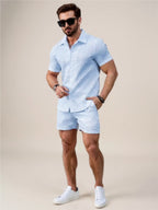 Button Up Short Sleeve Shirt & Shorts Set