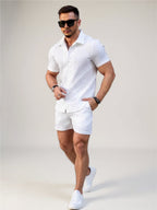 Button Up Short Sleeve Shirt & Shorts Set