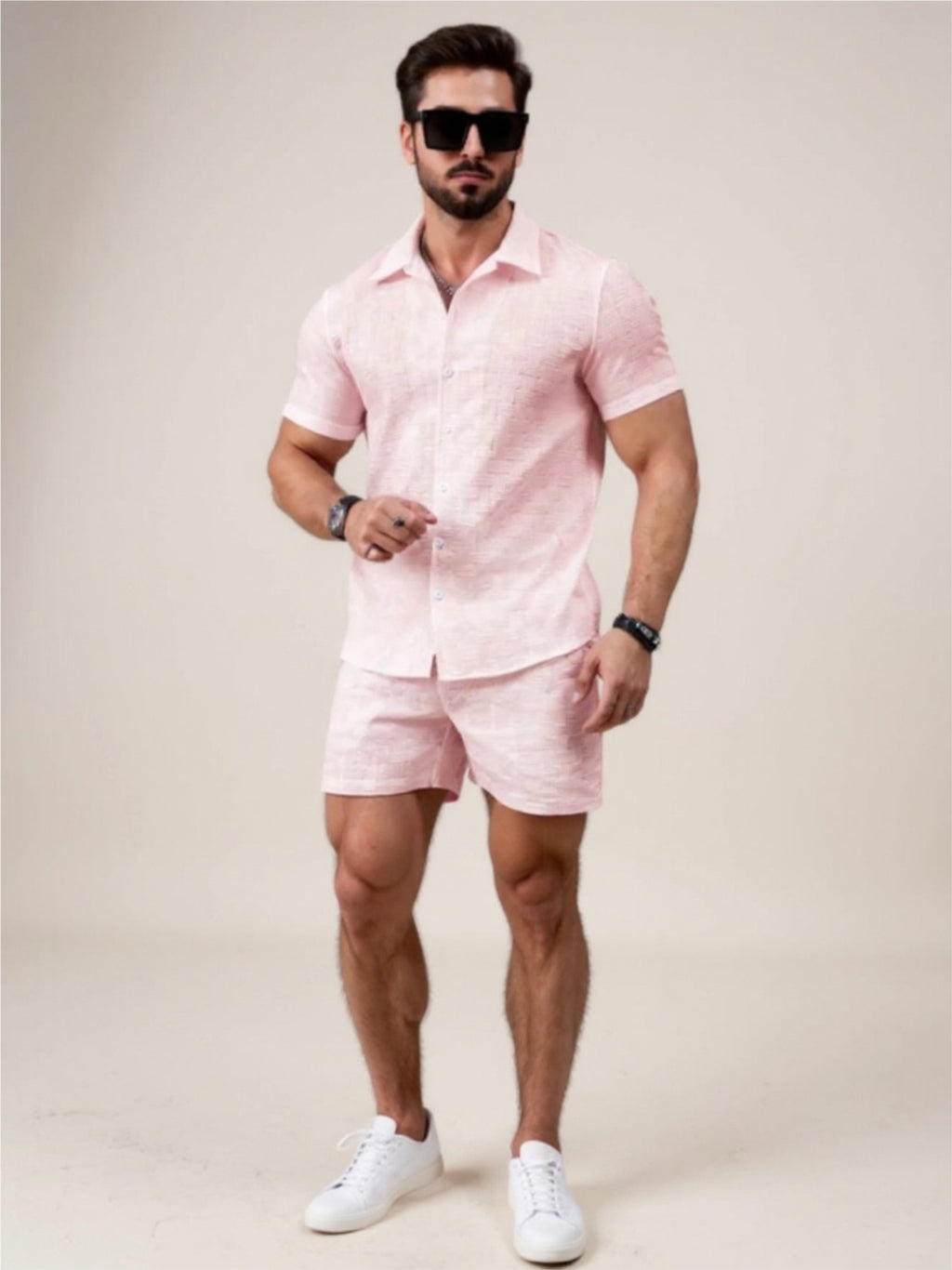 Button Up Short Sleeve Shirt & Shorts Set