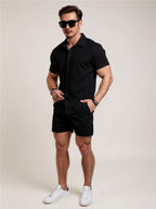 Button Up Short Sleeve Shirt & Shorts Set