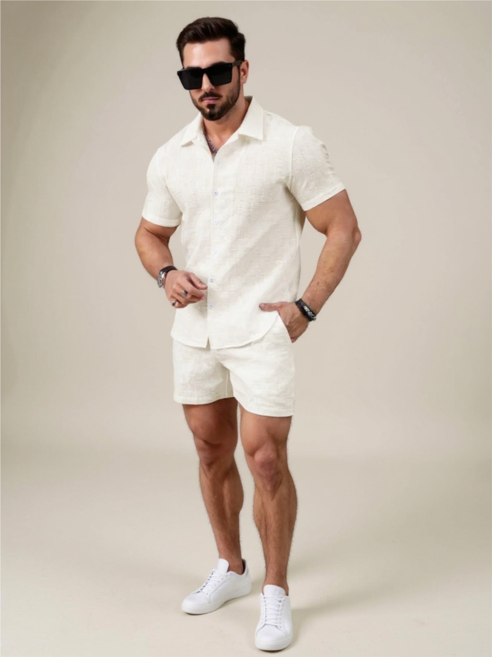 Button Up Short Sleeve Shirt & Shorts Set