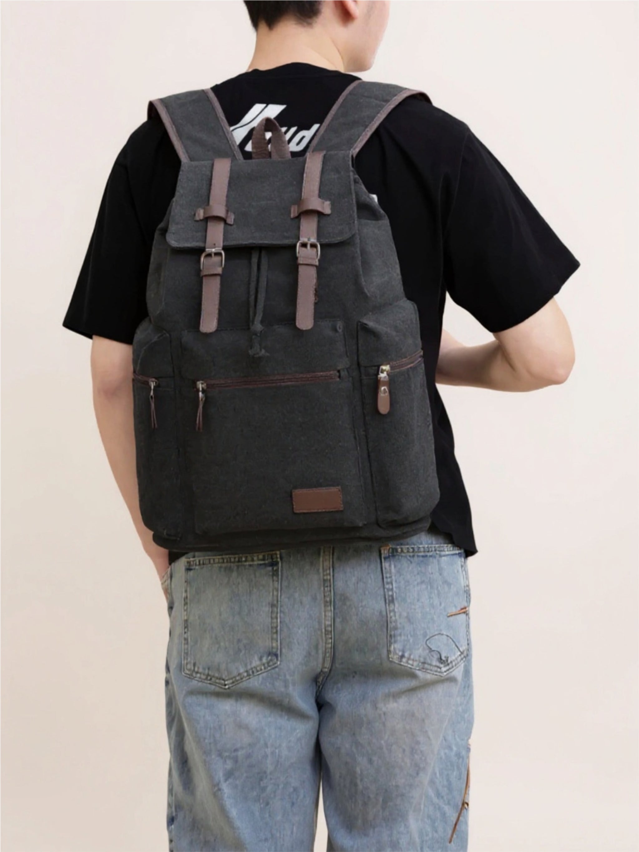 Canvas Backpack with Buckle Straps