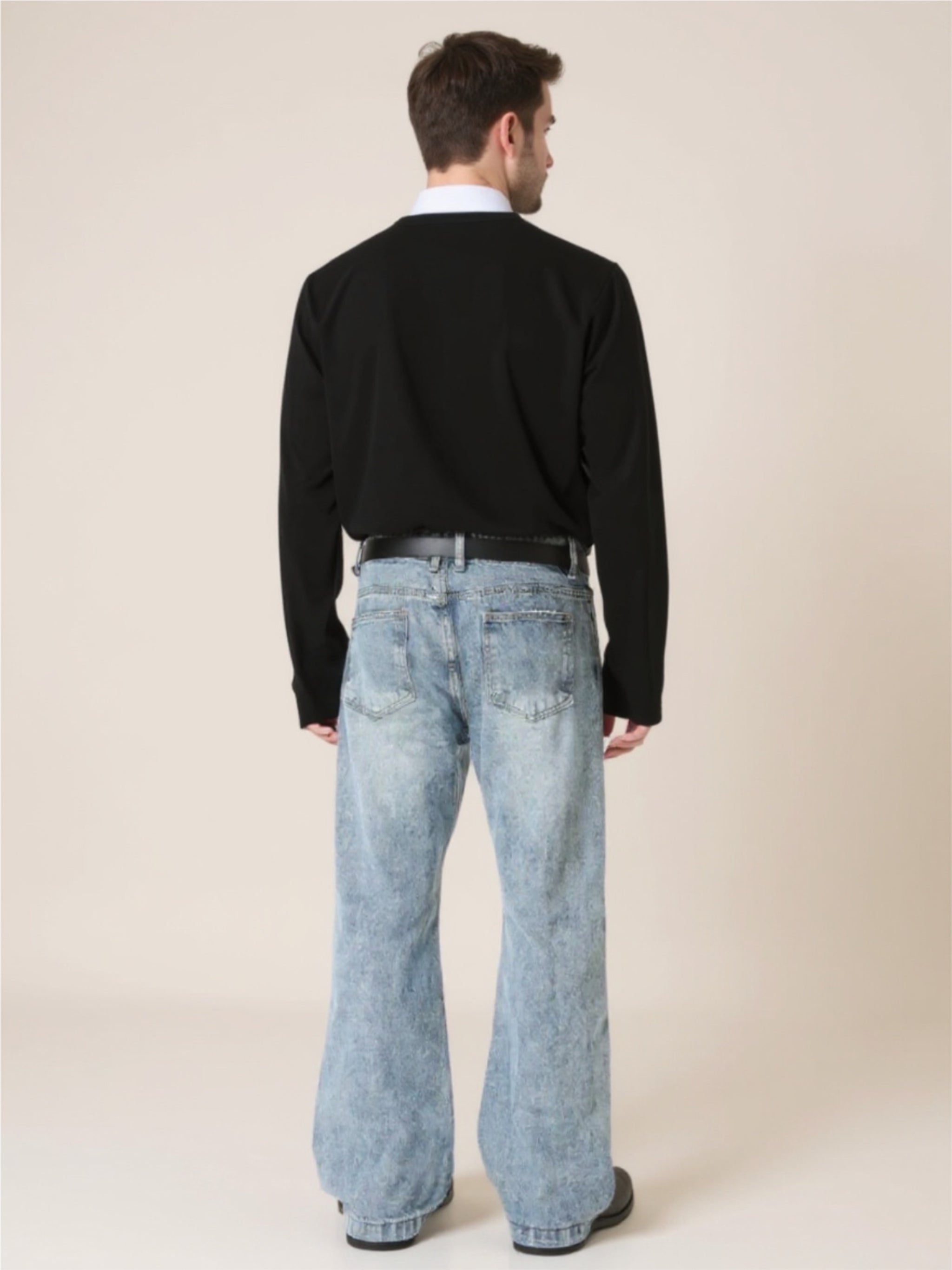 Washed Bootcut Jeans with Pockets