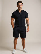 Collared Neck Short Sleeve Top & Shorts Set