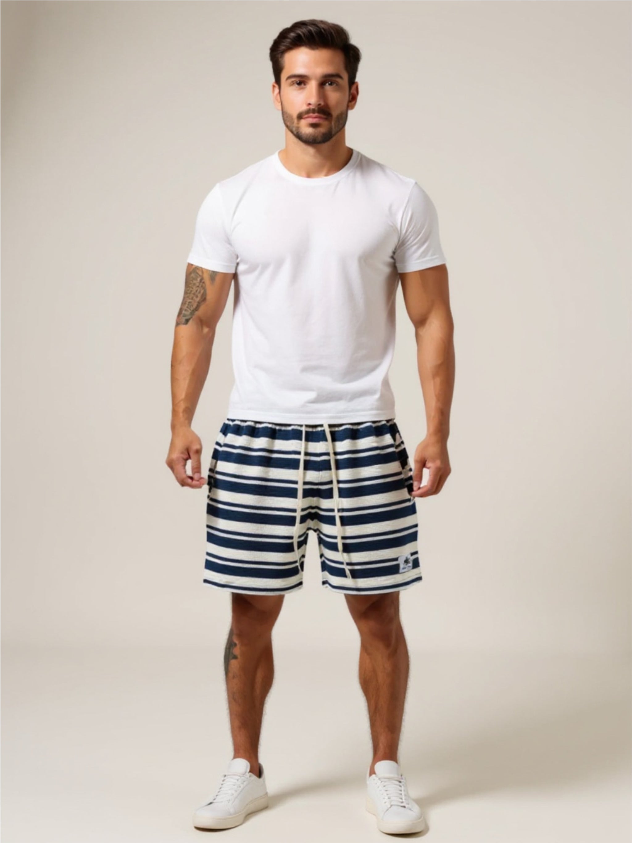 Drawstring Striped Shorts