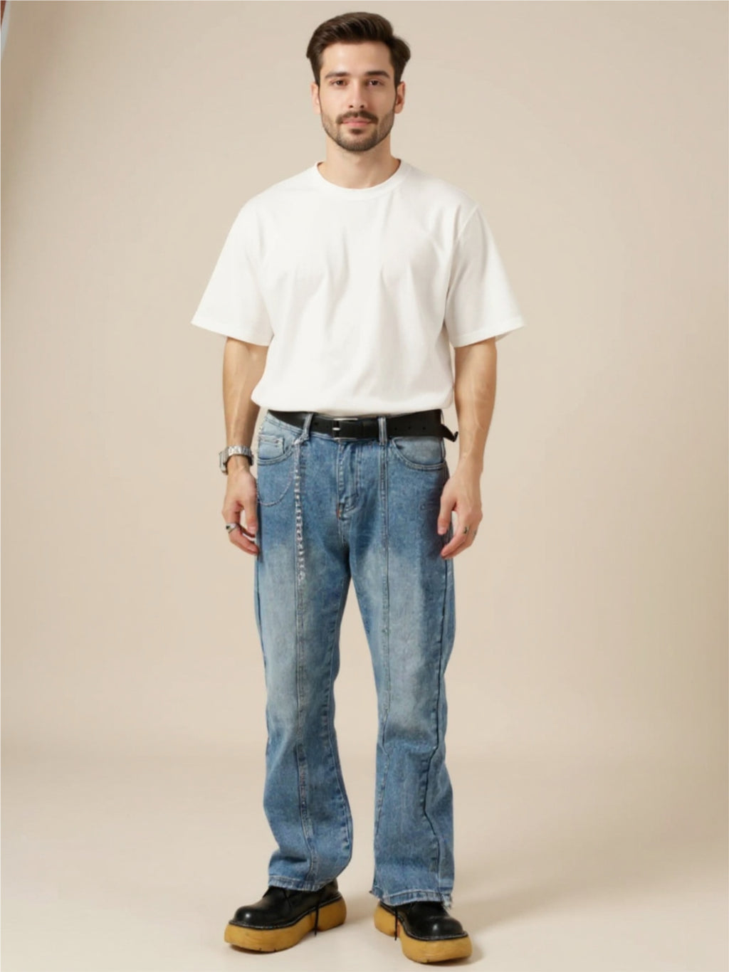 Raw Hem Jeans with Pockets