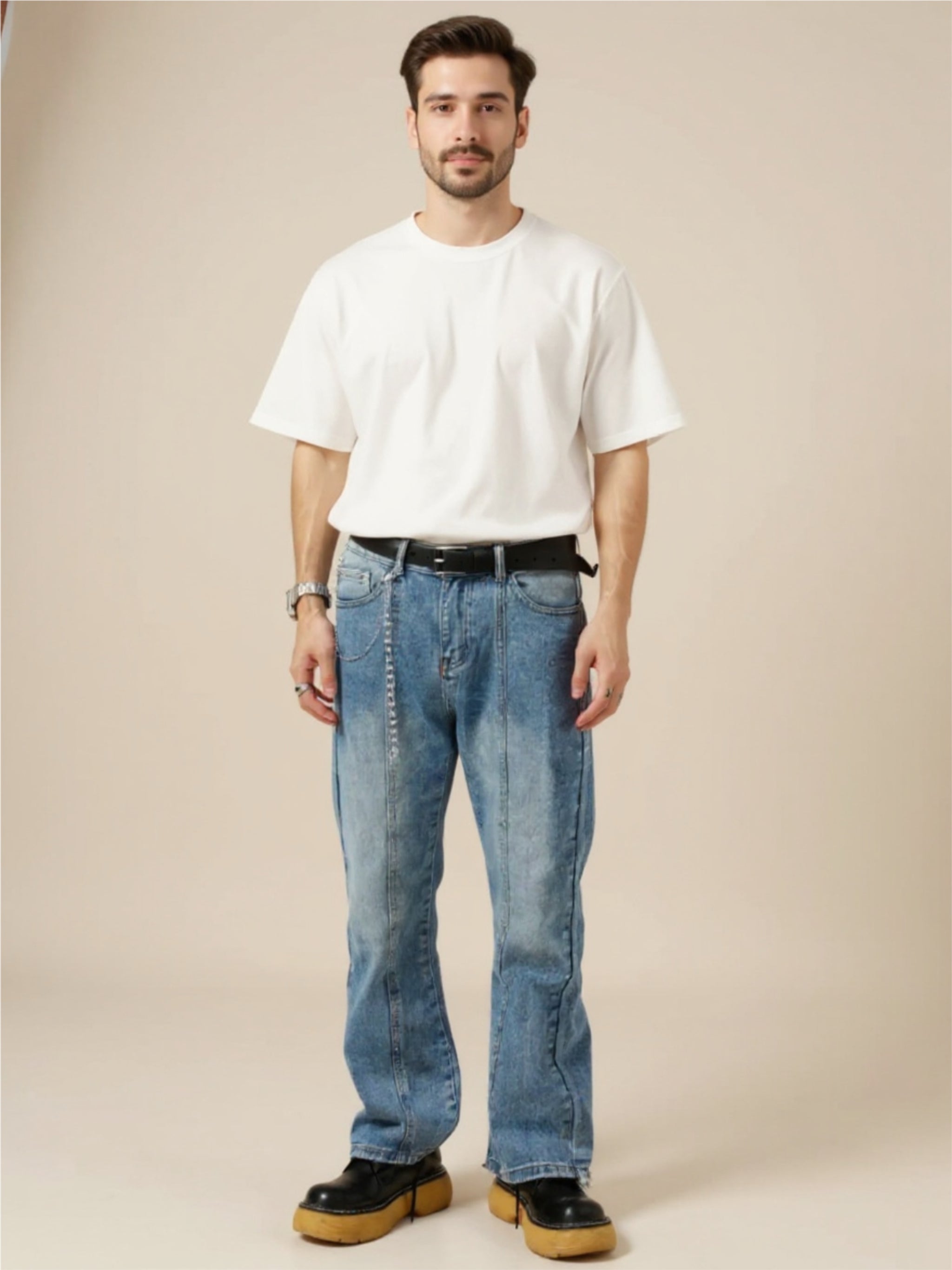 Raw Hem Jeans with Pockets