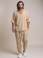 V-Neck Half Sleeve Top & Pants Set