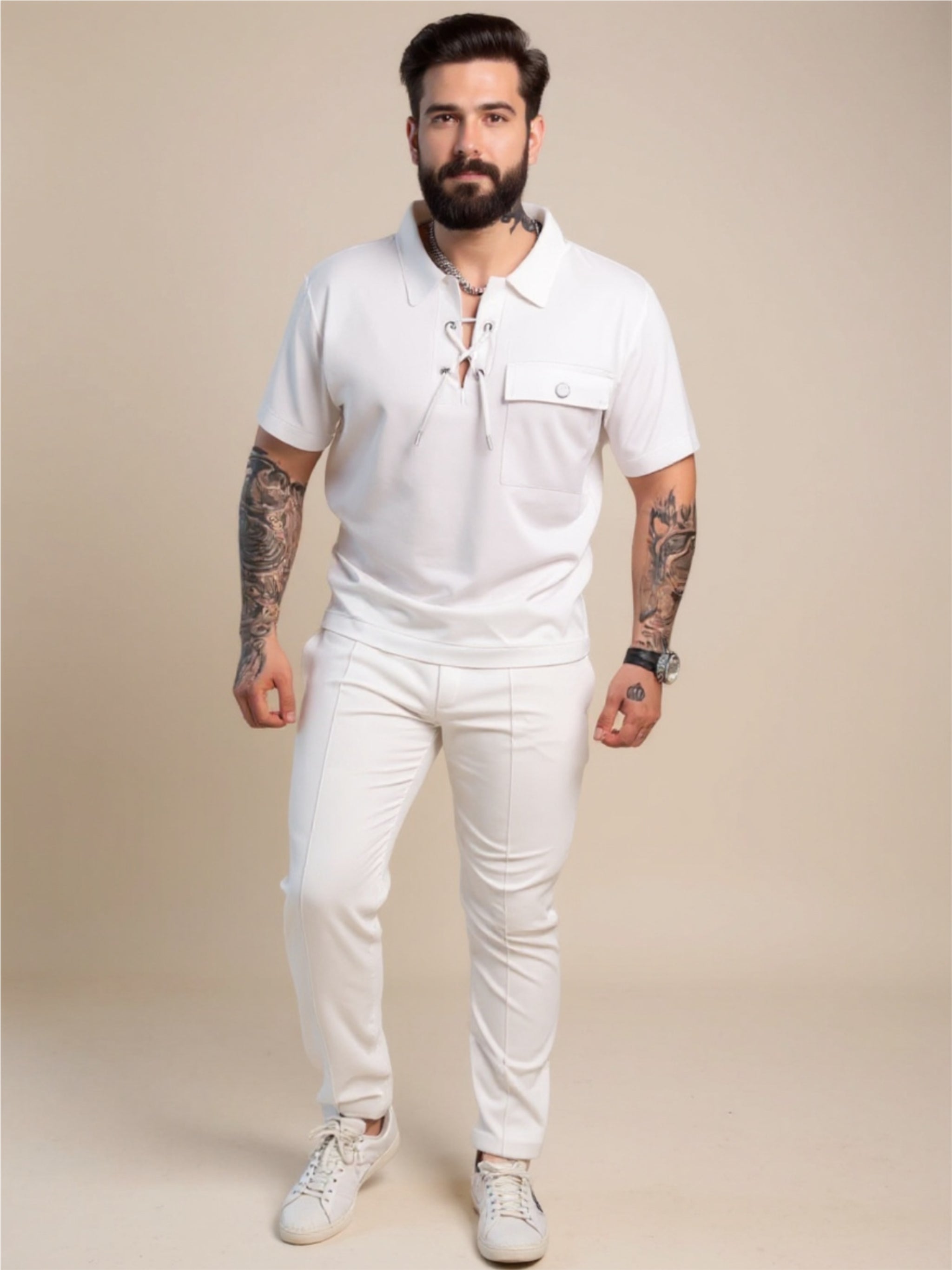 Lace Up Short Sleeve Top & Pants