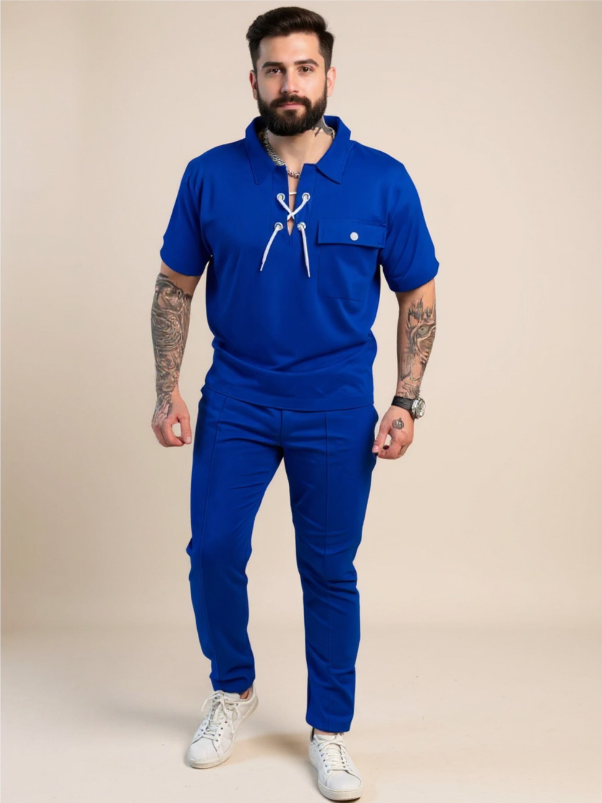 Lace Up Short Sleeve Top & Pants