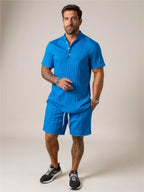 Button Detail Short Sleeve Top & Shorts Set