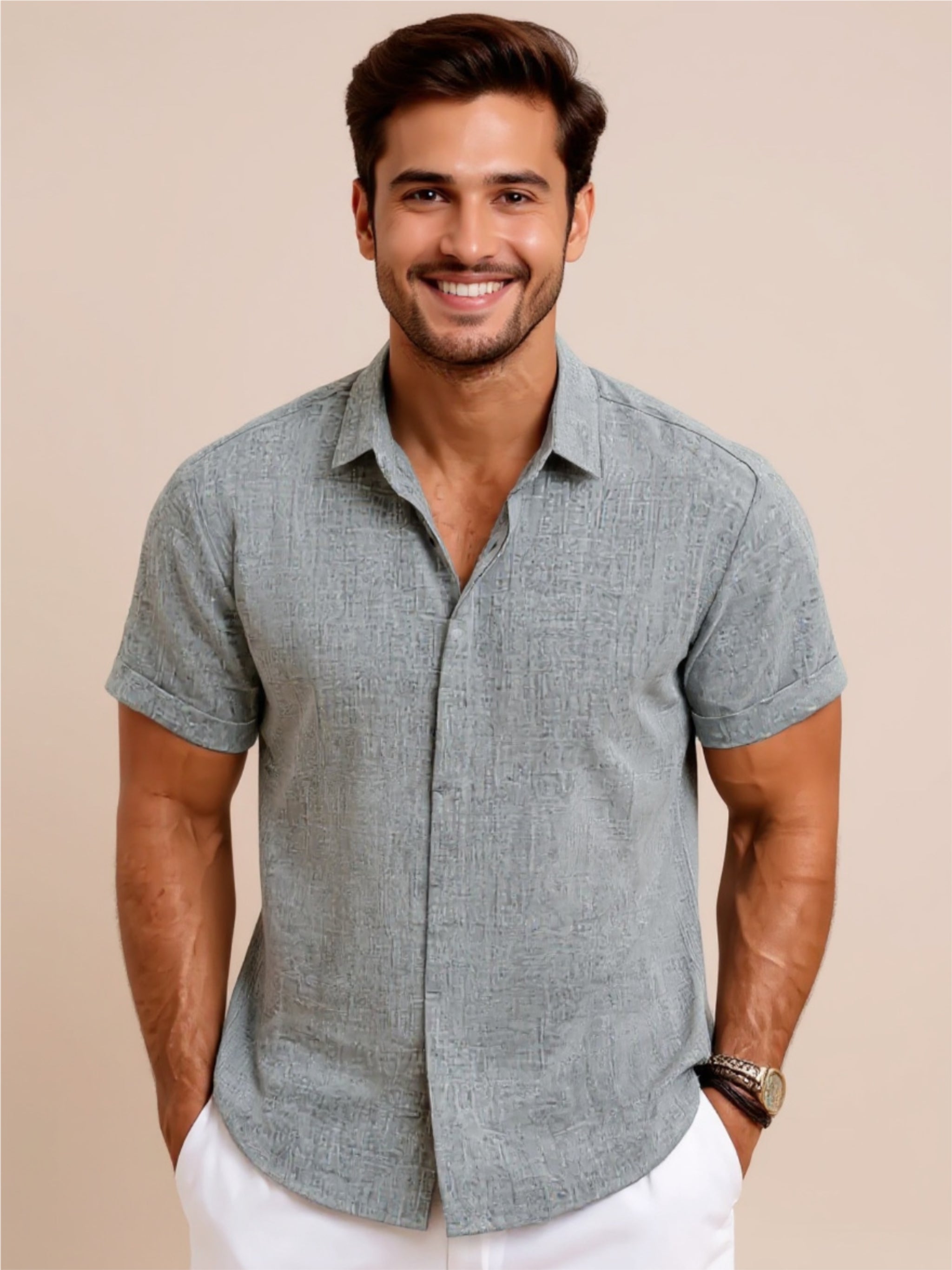 Collared Neck Short Sleeve Shirt