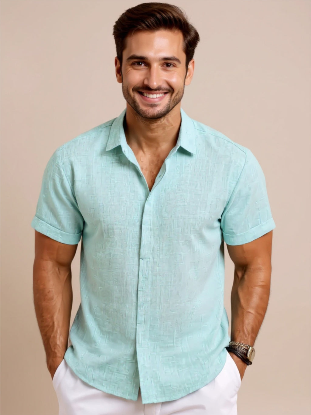 Collared Neck Short Sleeve Shirt