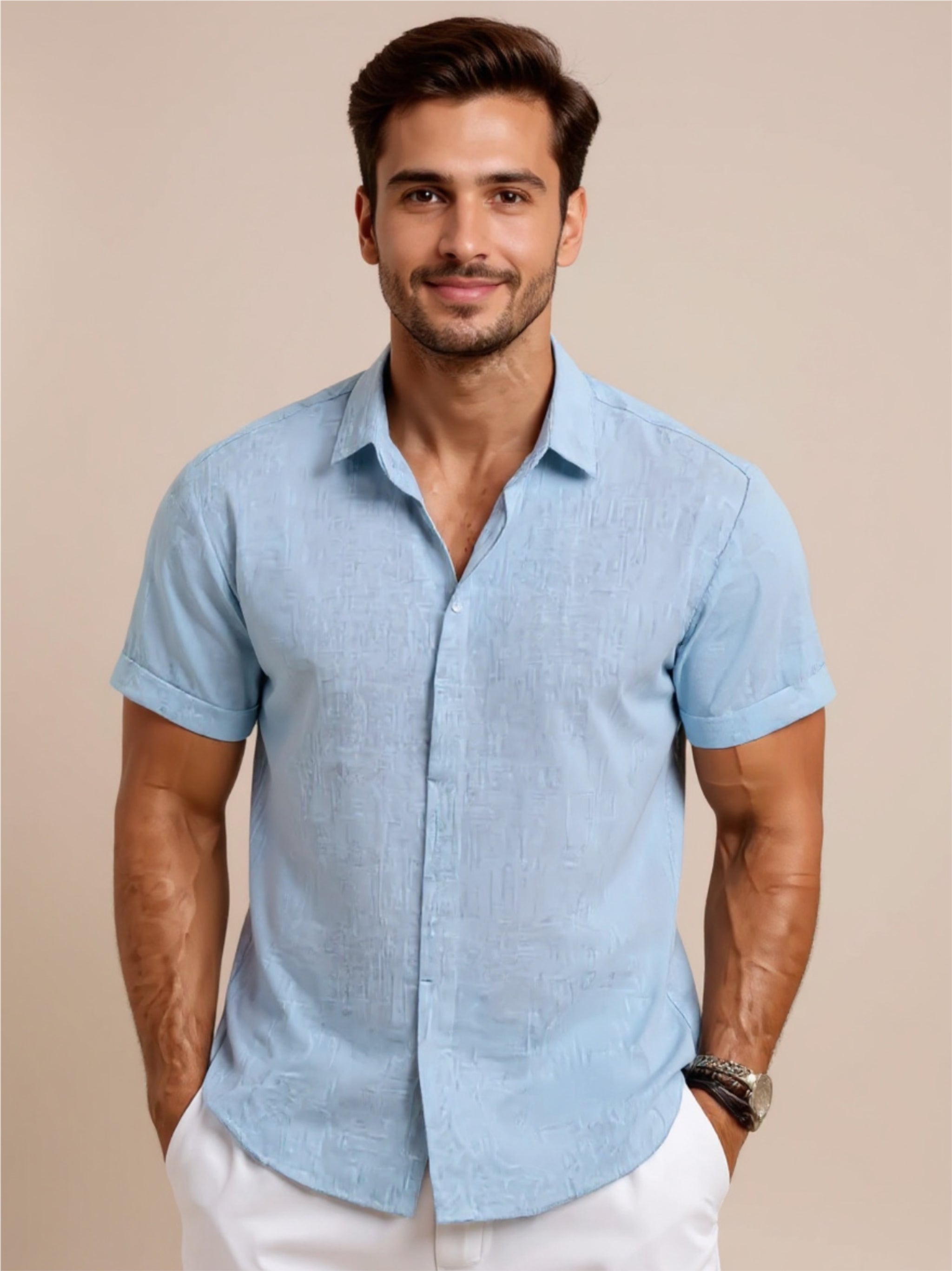 Collared Neck Short Sleeve Shirt