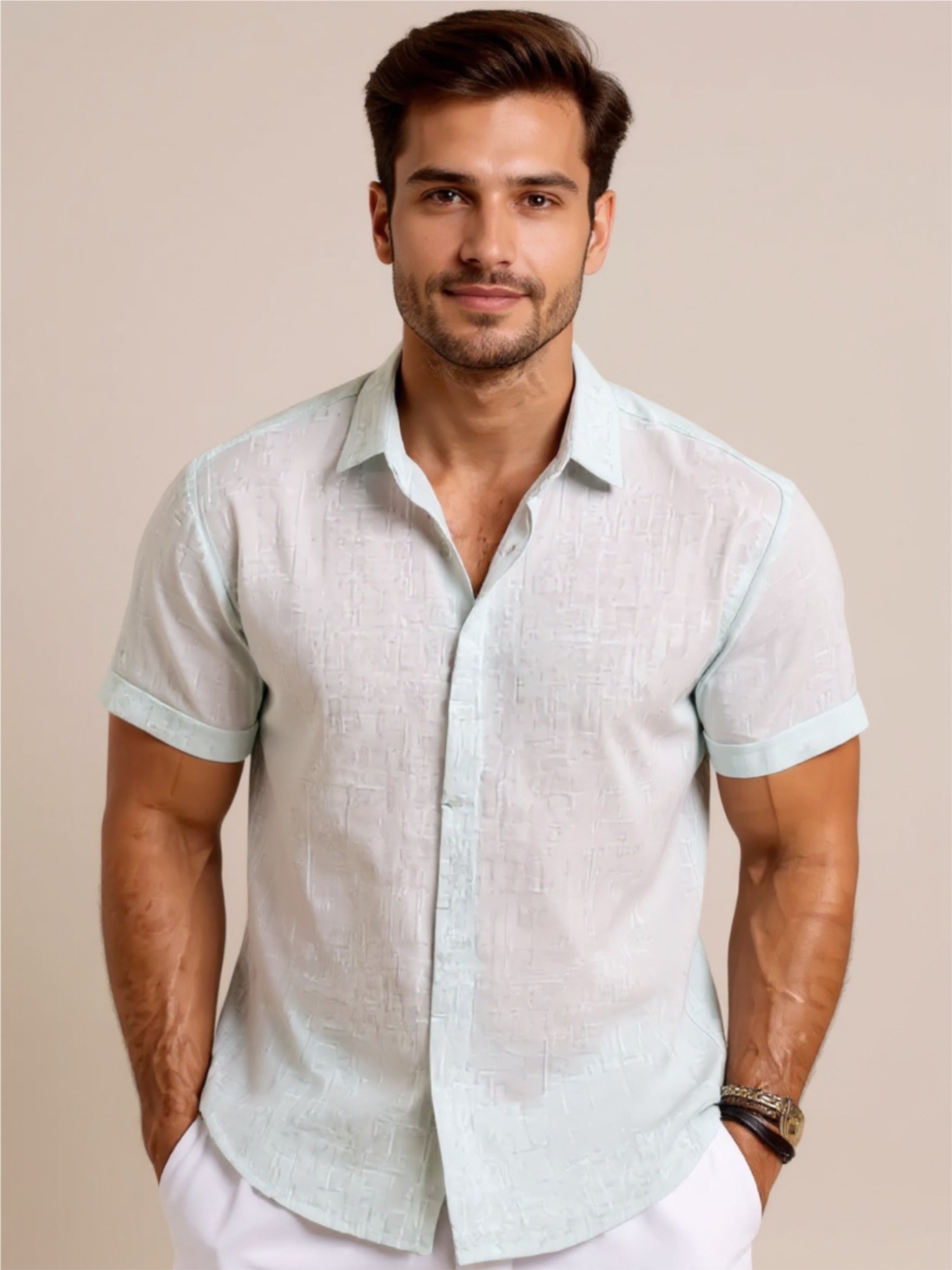 Collared Neck Short Sleeve Shirt
