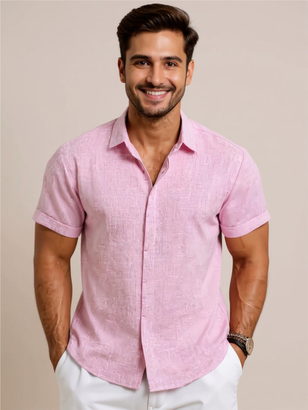 Collared Neck Short Sleeve Shirt