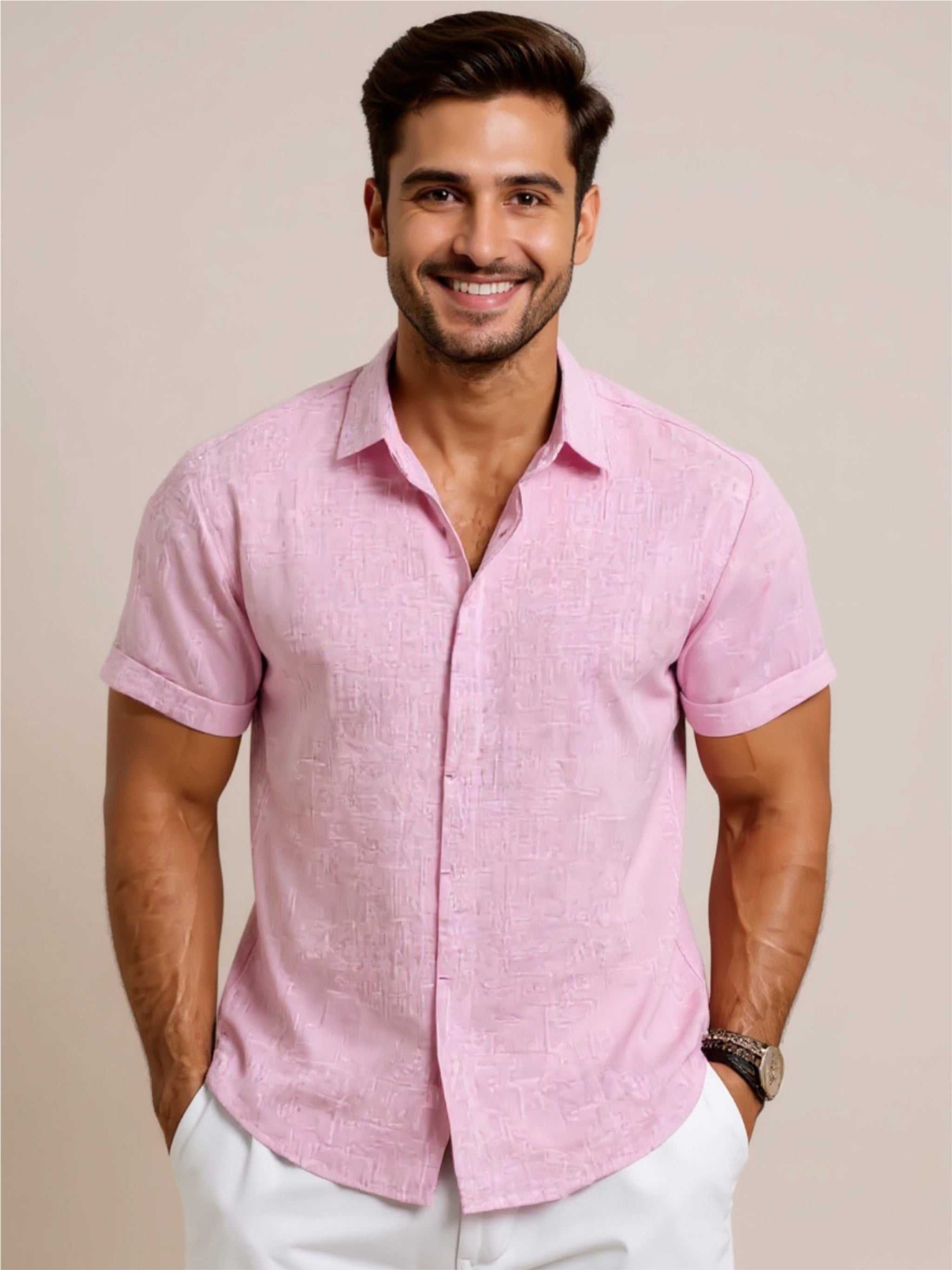 Collared Neck Short Sleeve Shirt