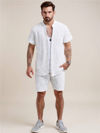 Button Up Short Sleeve Shirt & Shorts Set