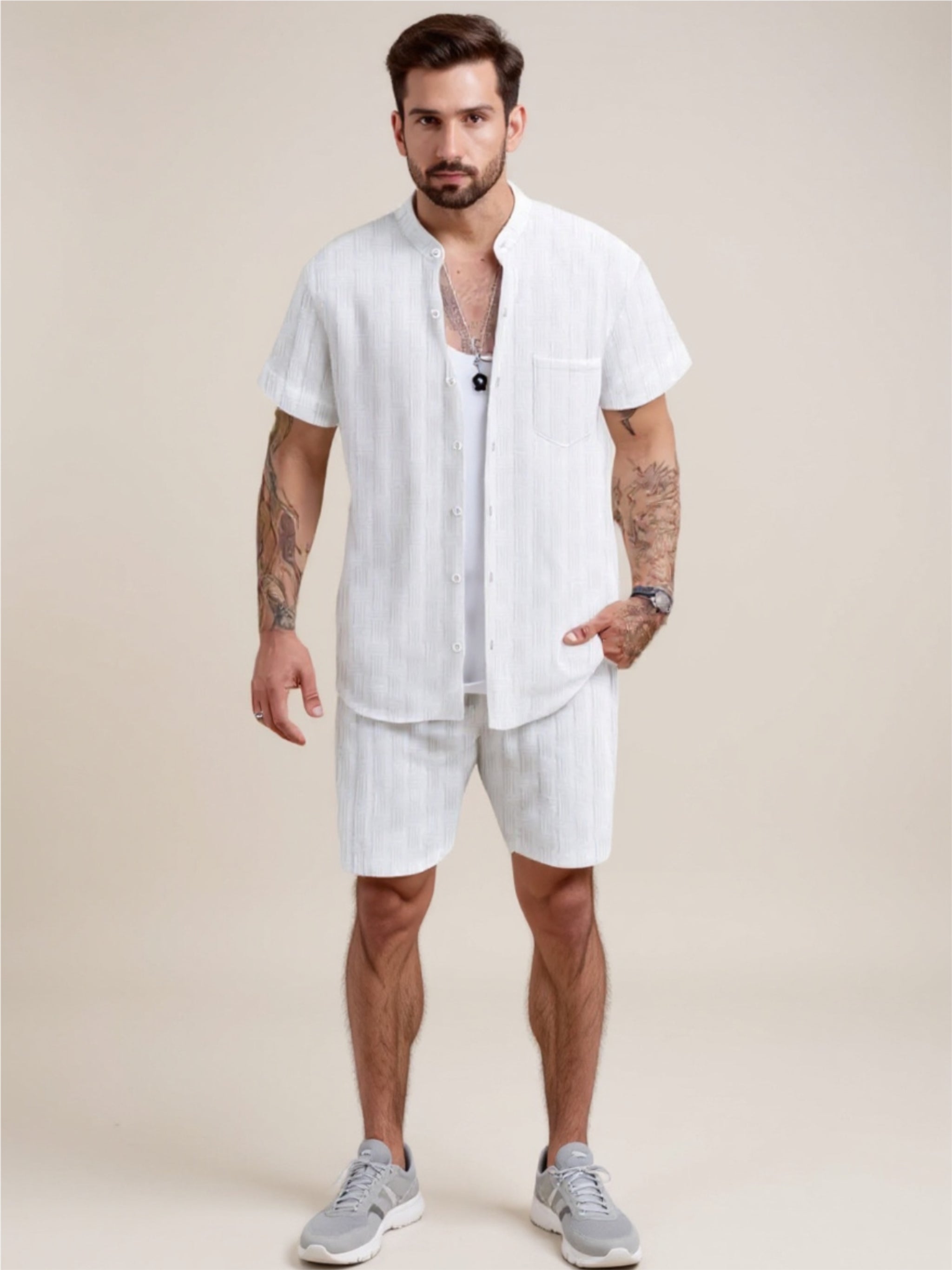 Button Up Short Sleeve Shirt & Shorts Set