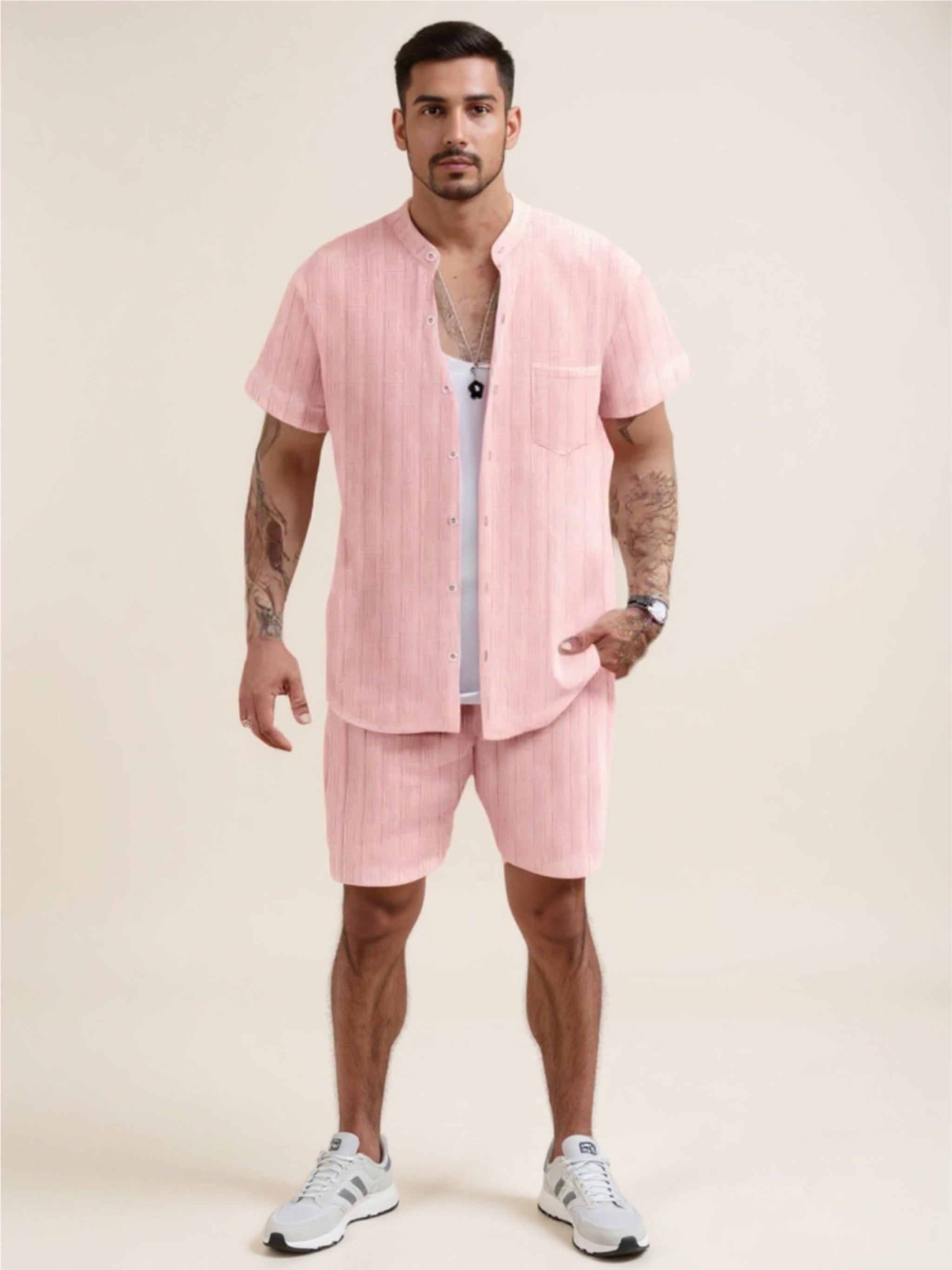 Button Up Short Sleeve Shirt & Shorts Set