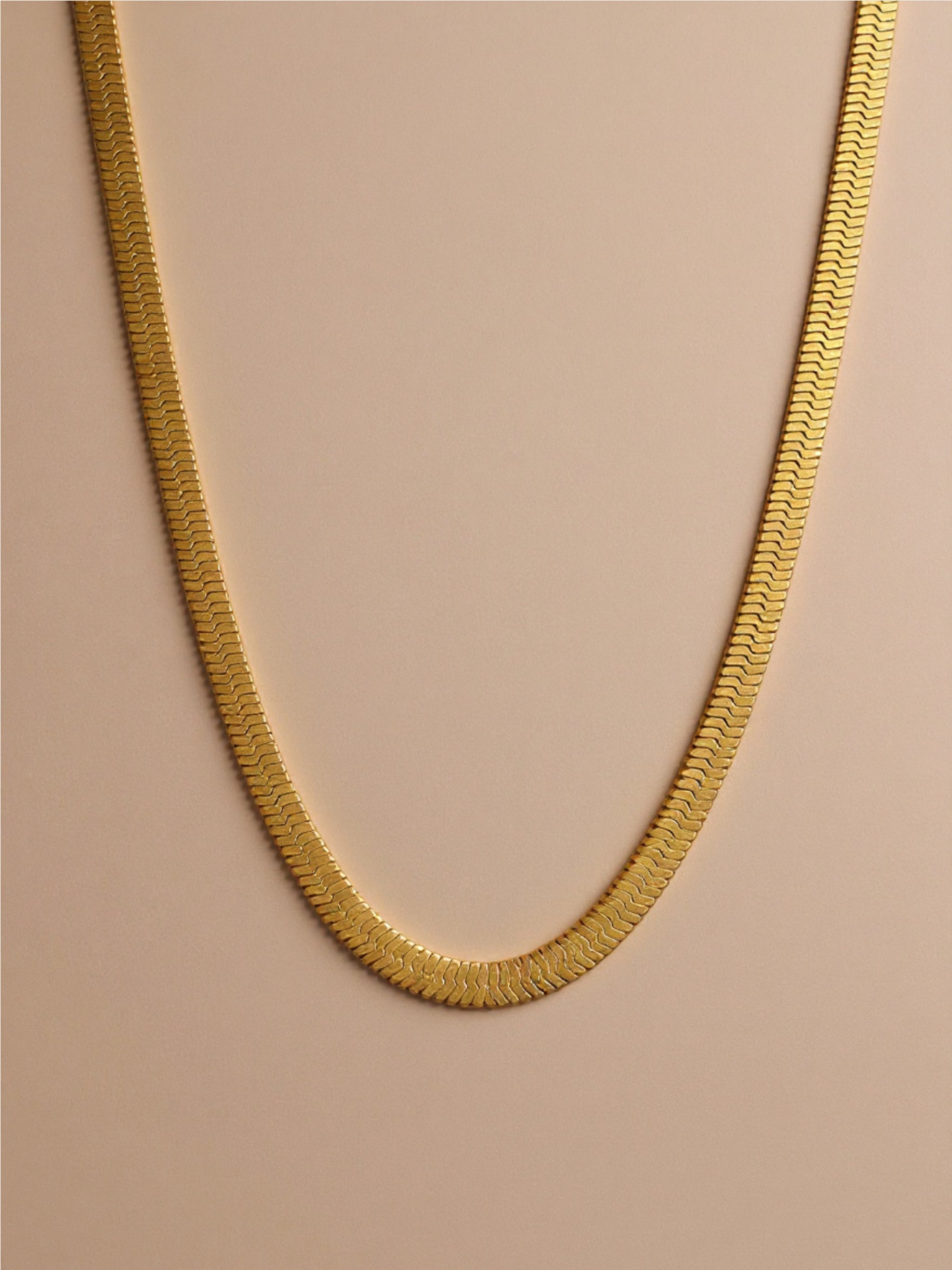 18K Gold Plated Snake Bone Chain Necklace