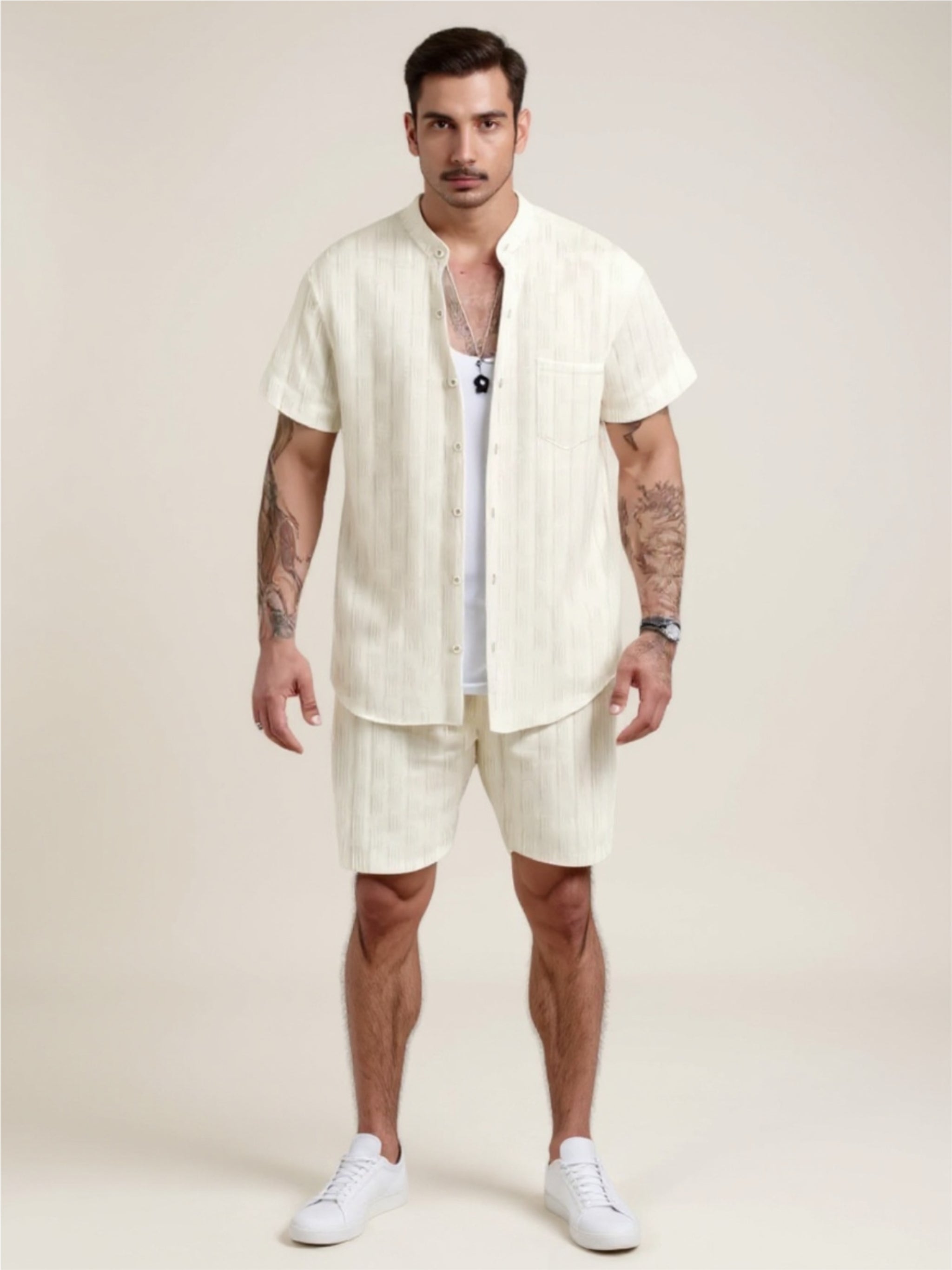 Button Up Short Sleeve Shirt & Shorts Set