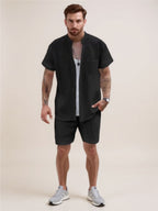 Button Up Short Sleeve Shirt & Shorts Set
