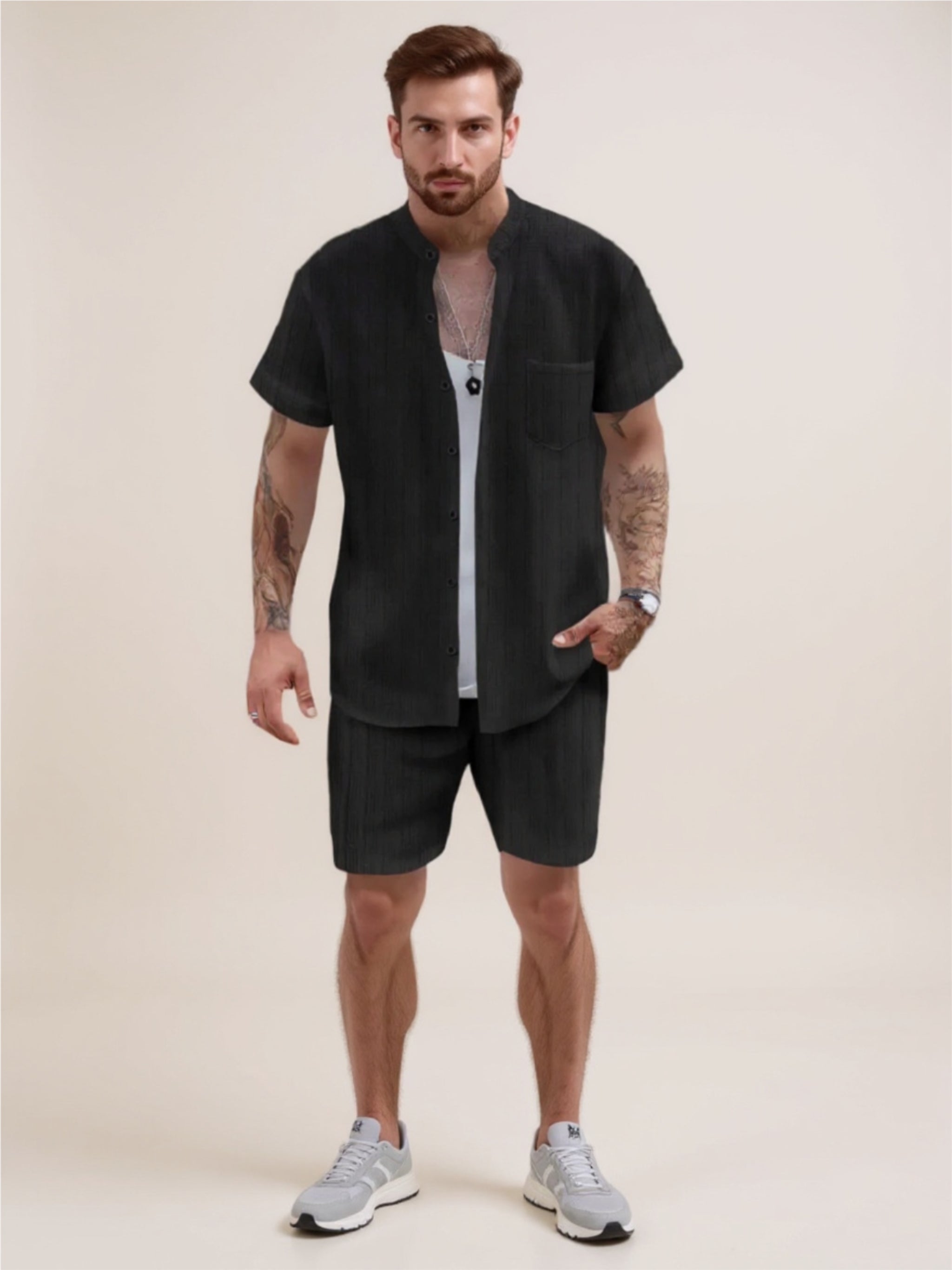 Button Up Short Sleeve Shirt & Shorts Set
