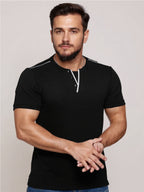 Henley Short Sleeve T-Shirt with Contrast Trim