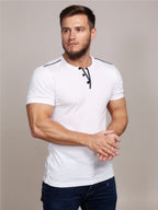 Henley Short Sleeve T-Shirt with Contrast Trim