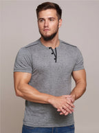Henley Short Sleeve T-Shirt with Contrast Trim