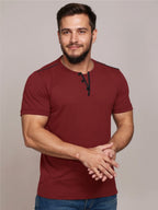 Henley Short Sleeve T-Shirt with Contrast Trim