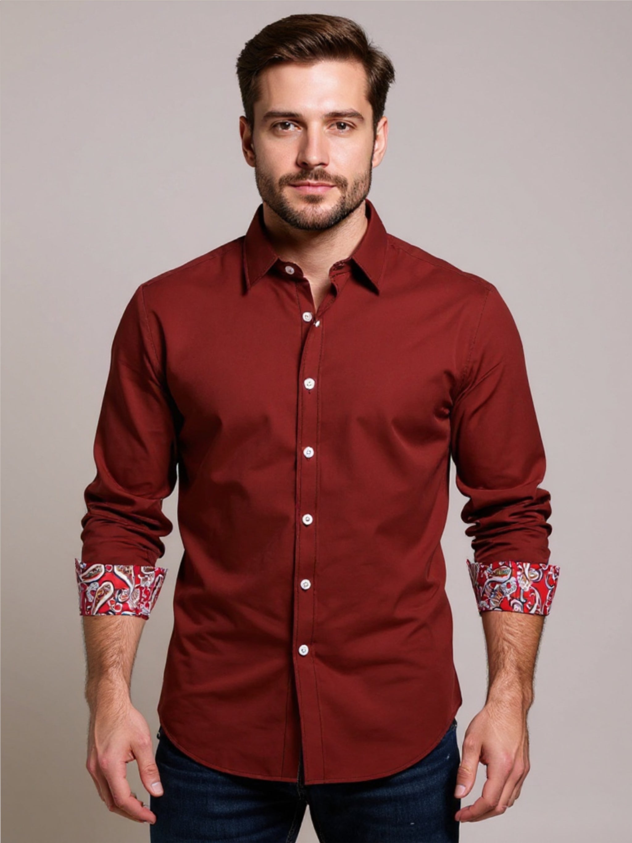 Casual Button-Down Shirt with Cuff Detail