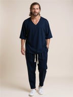 V-Neck Half Sleeve Top & Pants Set