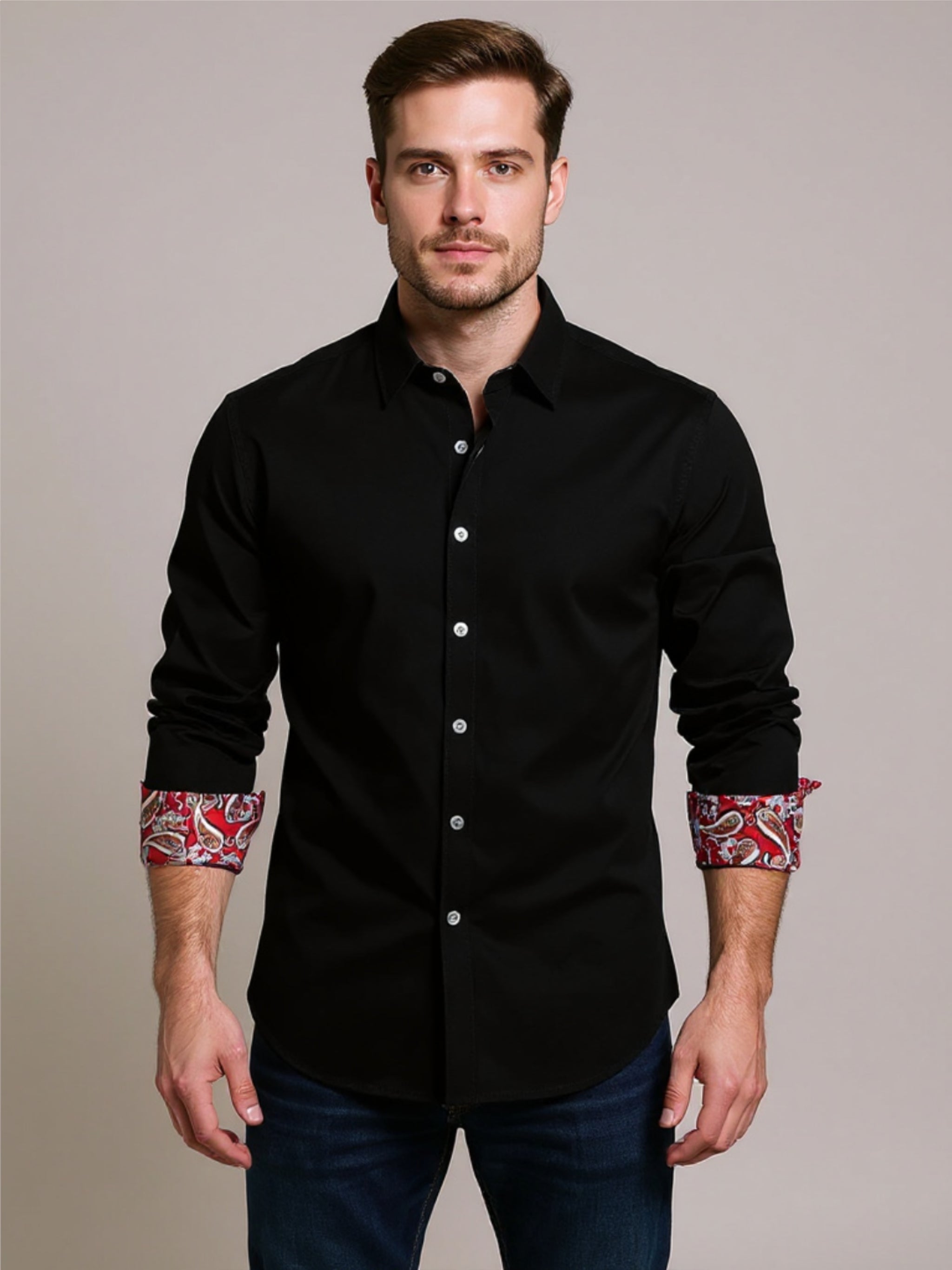 Casual Button-Down Shirt with Cuff Detail