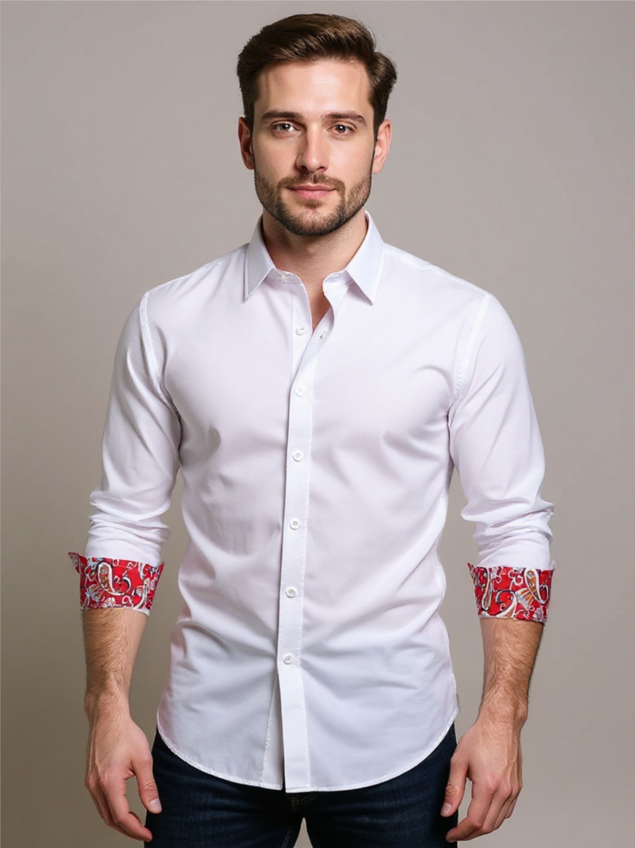 Casual Button-Down Shirt with Cuff Detail