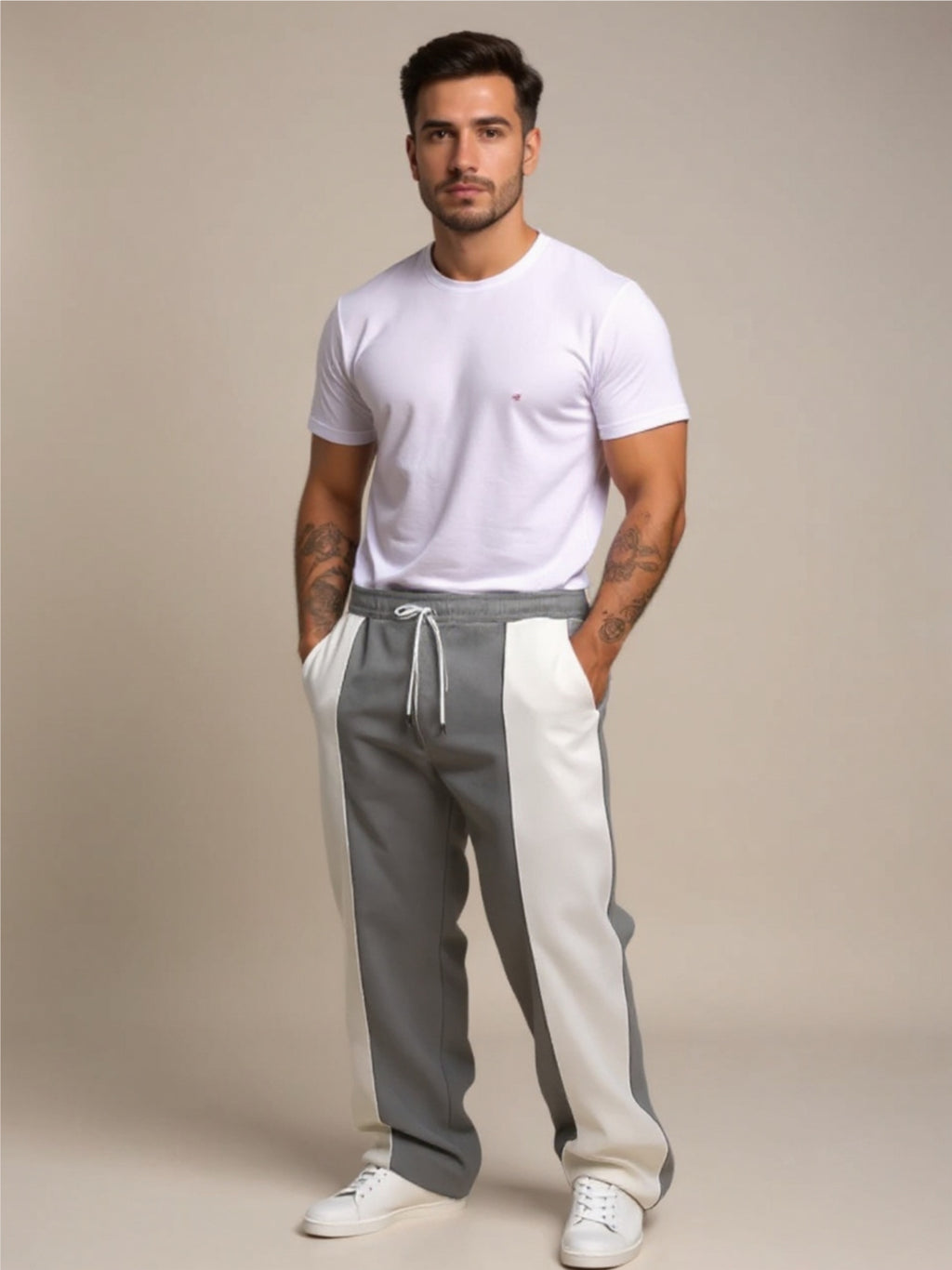 Drawstring Contrast Pants