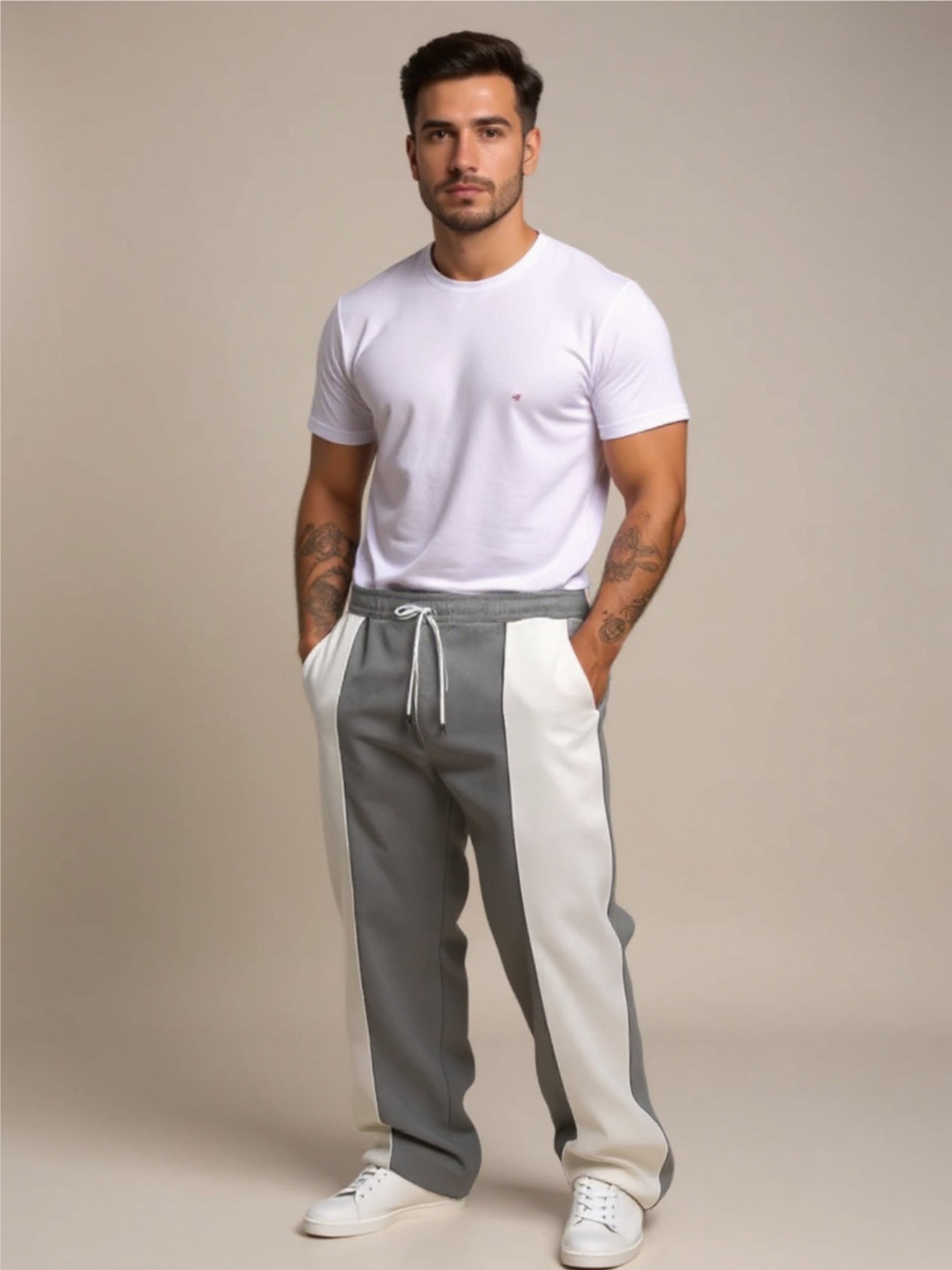 Drawstring Contrast Pants