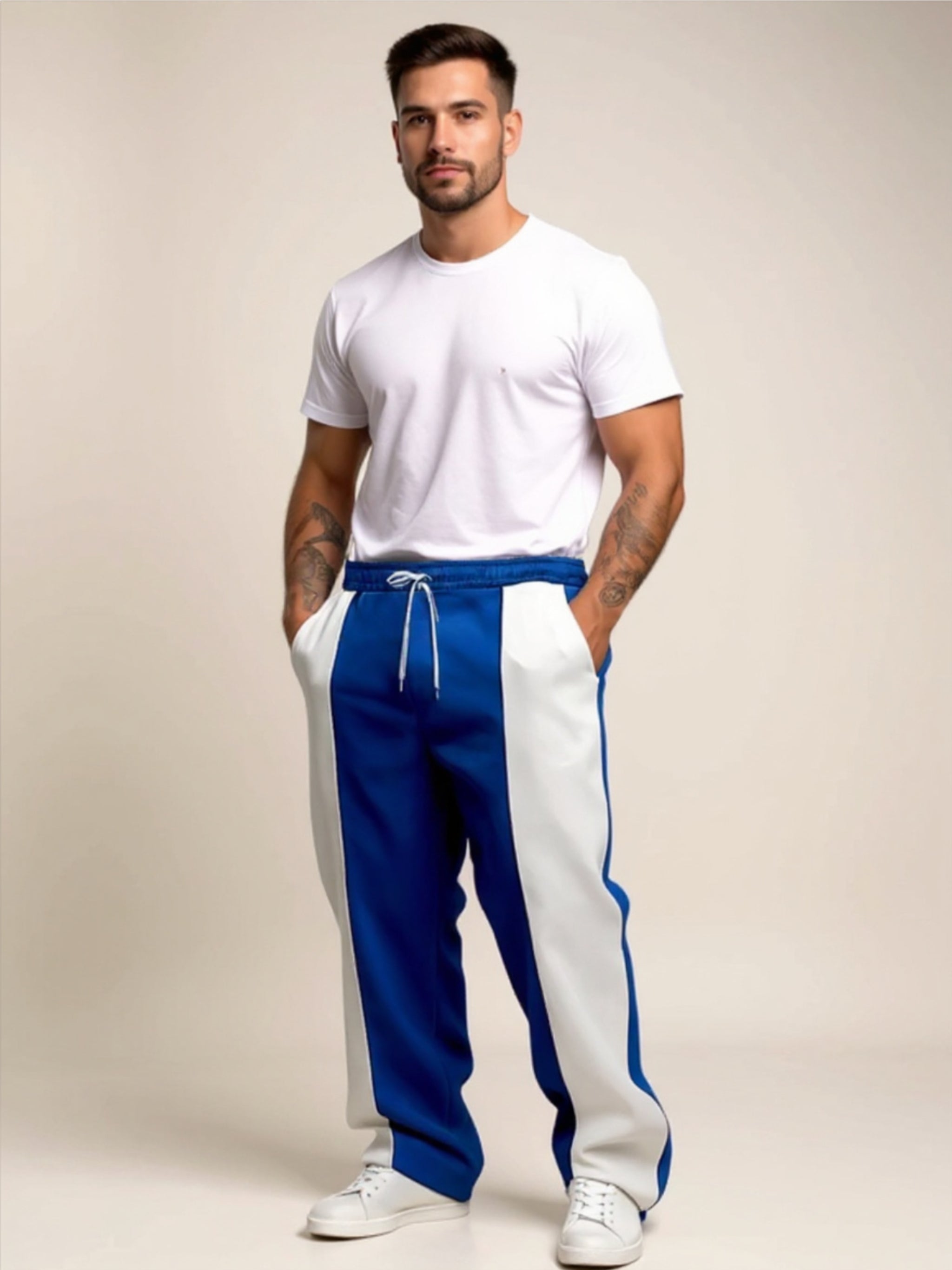 Drawstring Contrast Pants