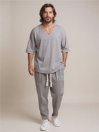 V-Neck Half Sleeve Top & Pants Set