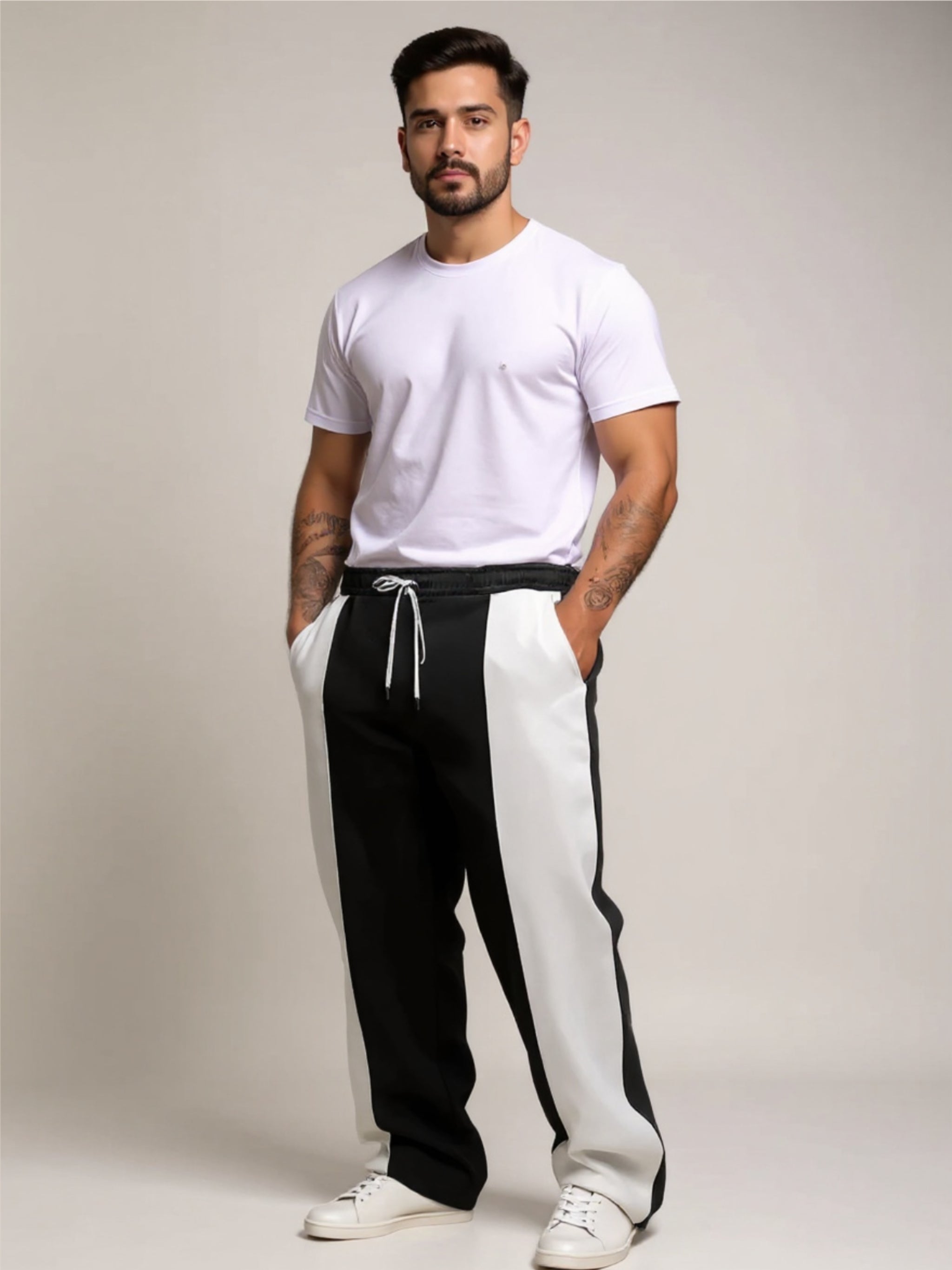Drawstring Contrast Pants