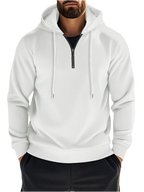 Quarter Zip Long Sleeve Drawstring Hoodie