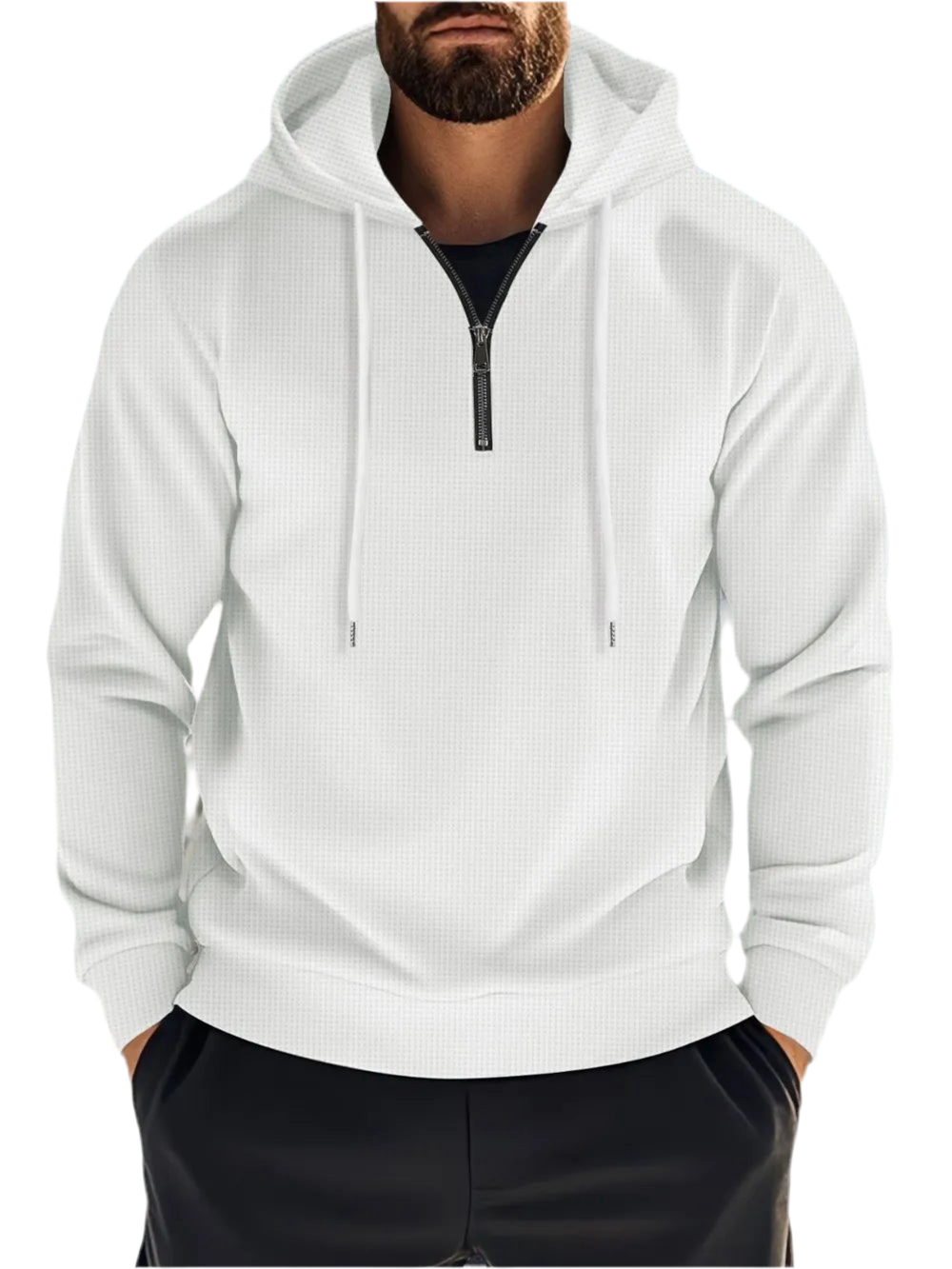 Quarter Zip Long Sleeve Drawstring Hoodie