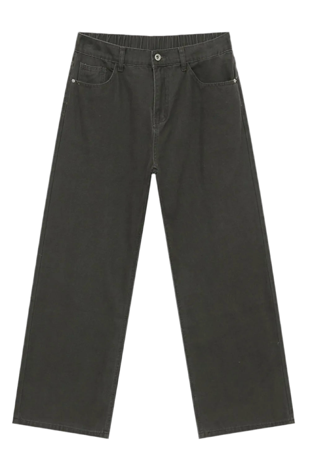 Straight-Leg Jeans with Back Elastic Waistband