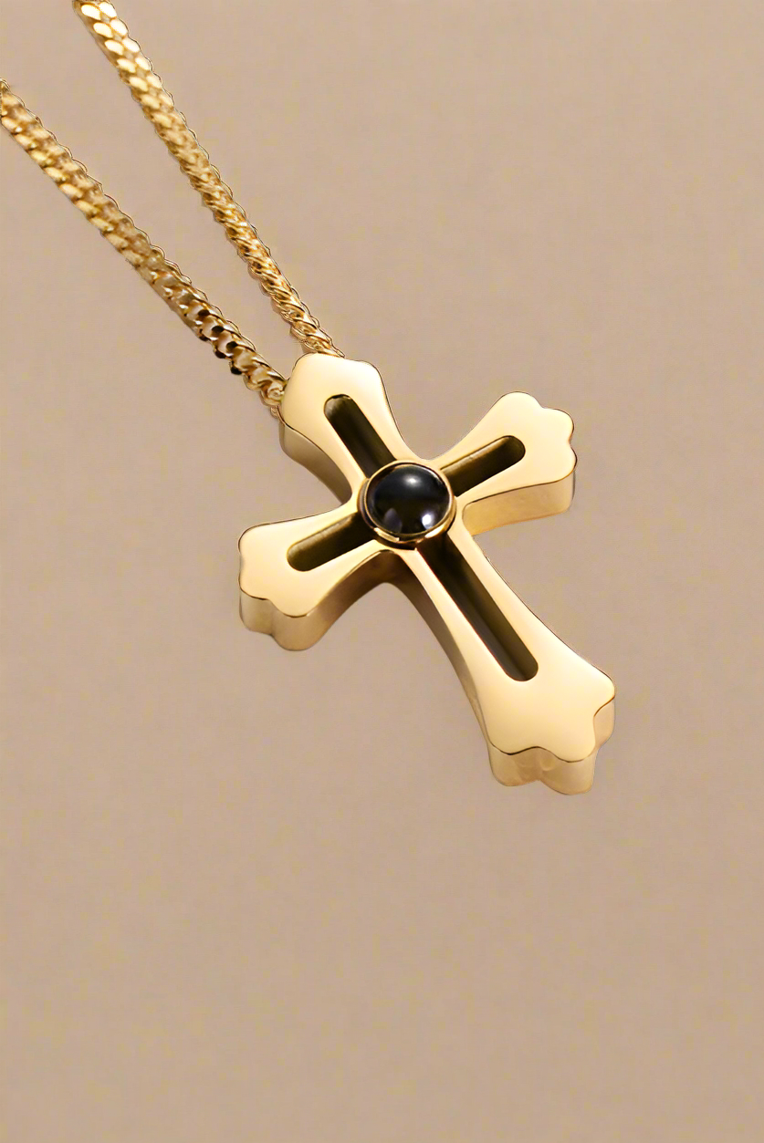 Hollow Cross Projection Necklace