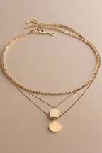 Triple Gold Necklace Set with Rose Charms