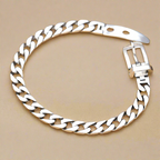 Cuban Chain with Belt Buckle Sterling Silver Bracelet