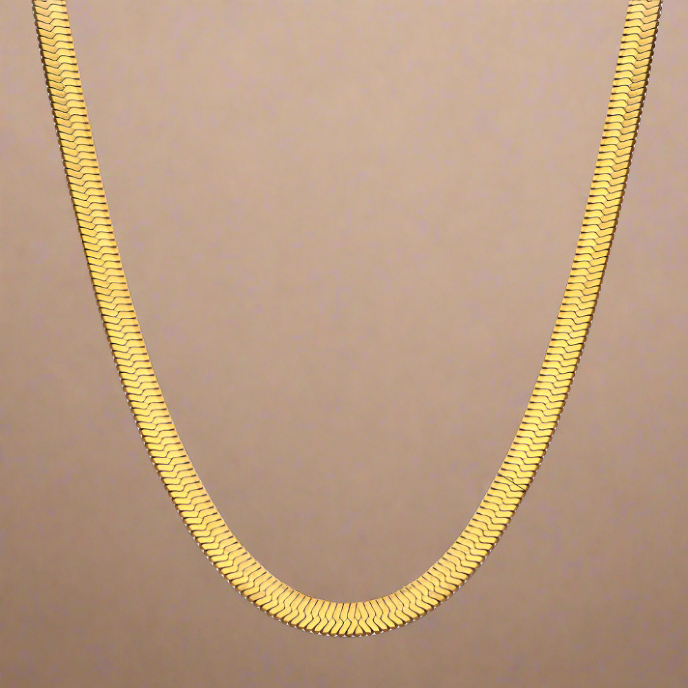 18K Gold Plated Snake Bone Chain Necklace